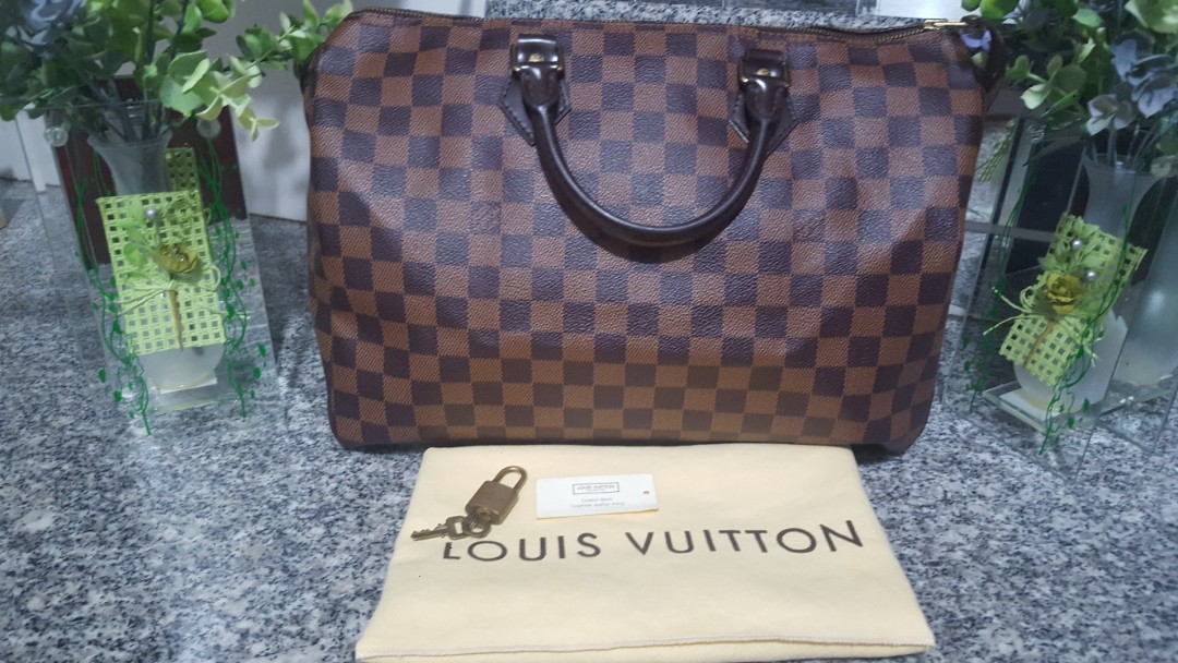 AUTHENTIC 100 LOUIS VUITTON SPEEDY DAMIER EBENE 35