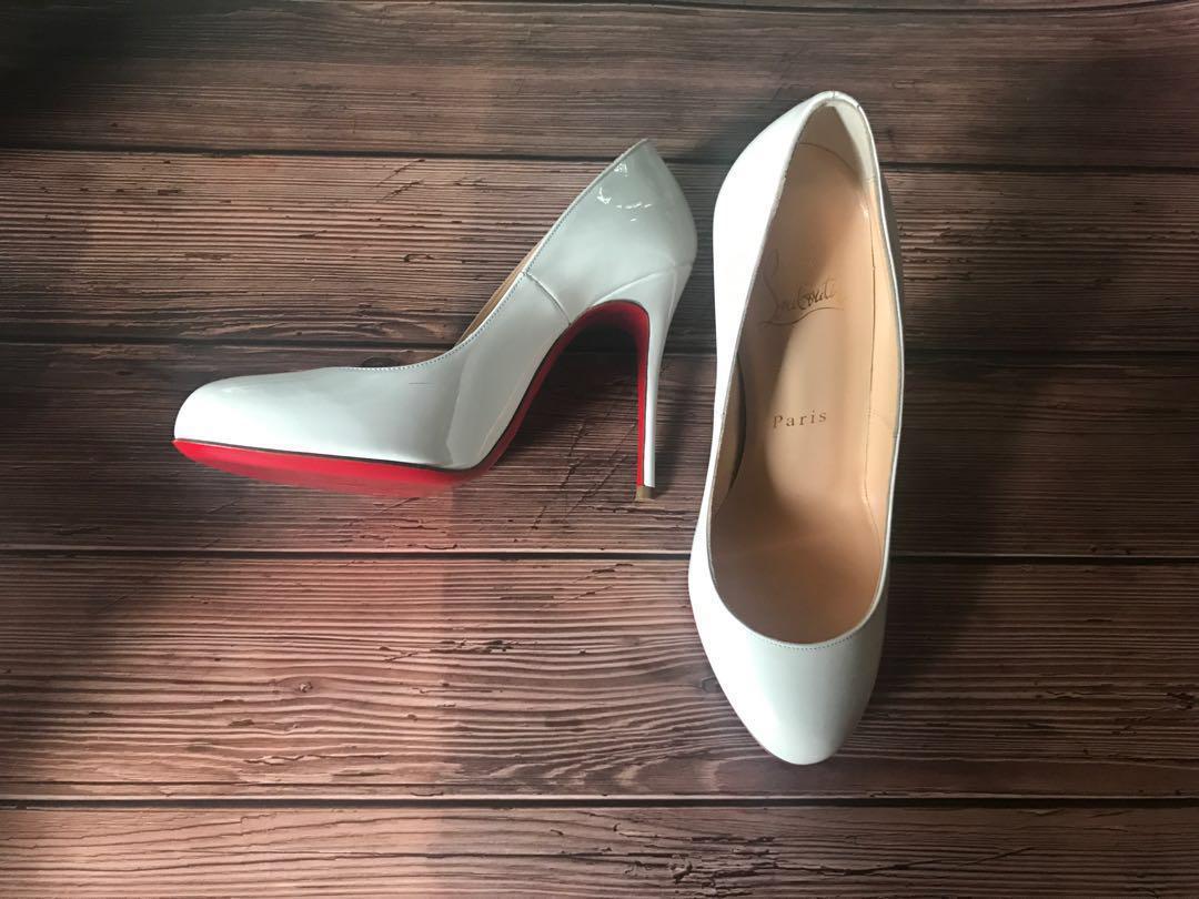 BN Christian Louboutin Fifille 100 White Leather Heels size 35.5