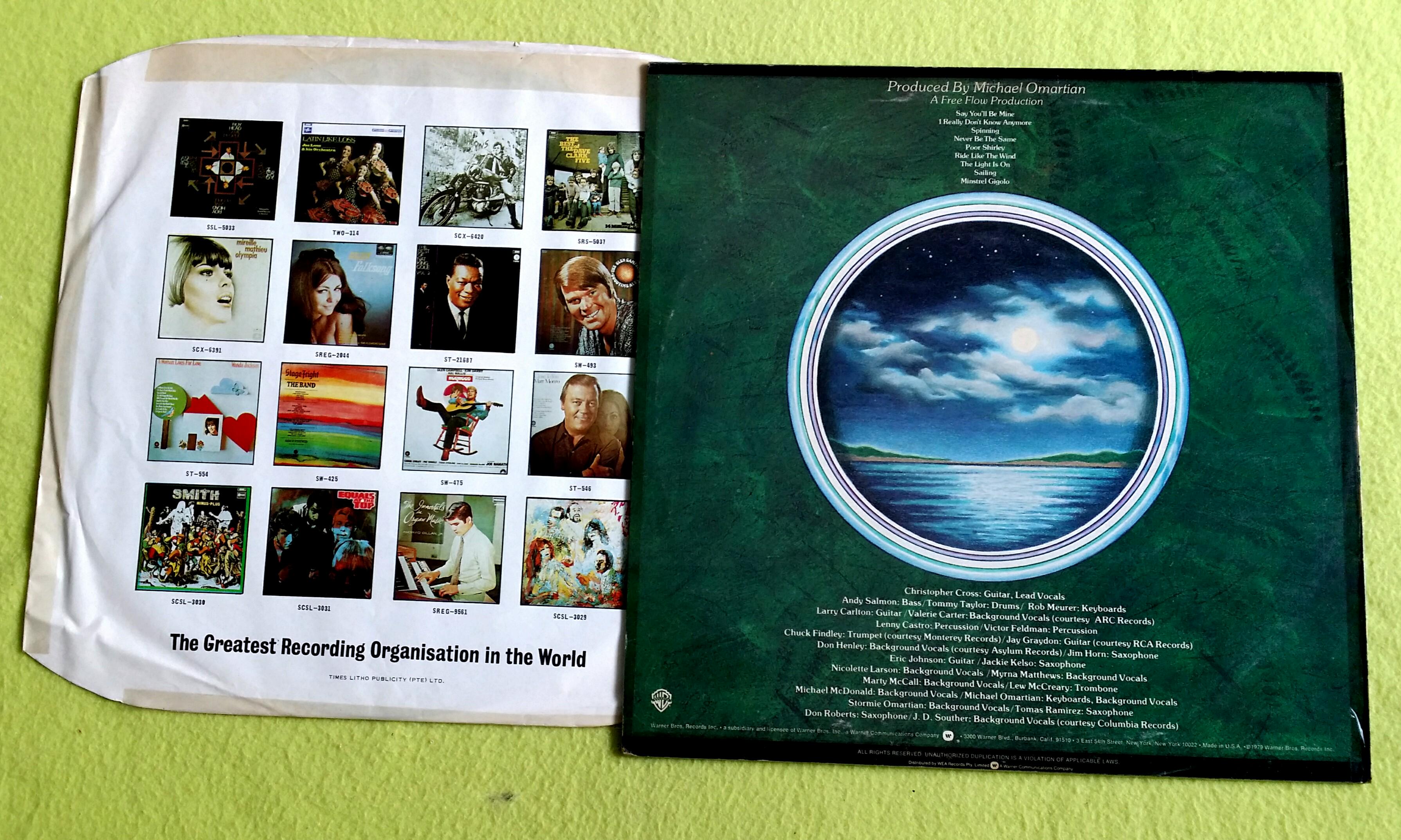 CHRISTOPHER CROSS. sailing (Best album of the year 1980) vinyl record