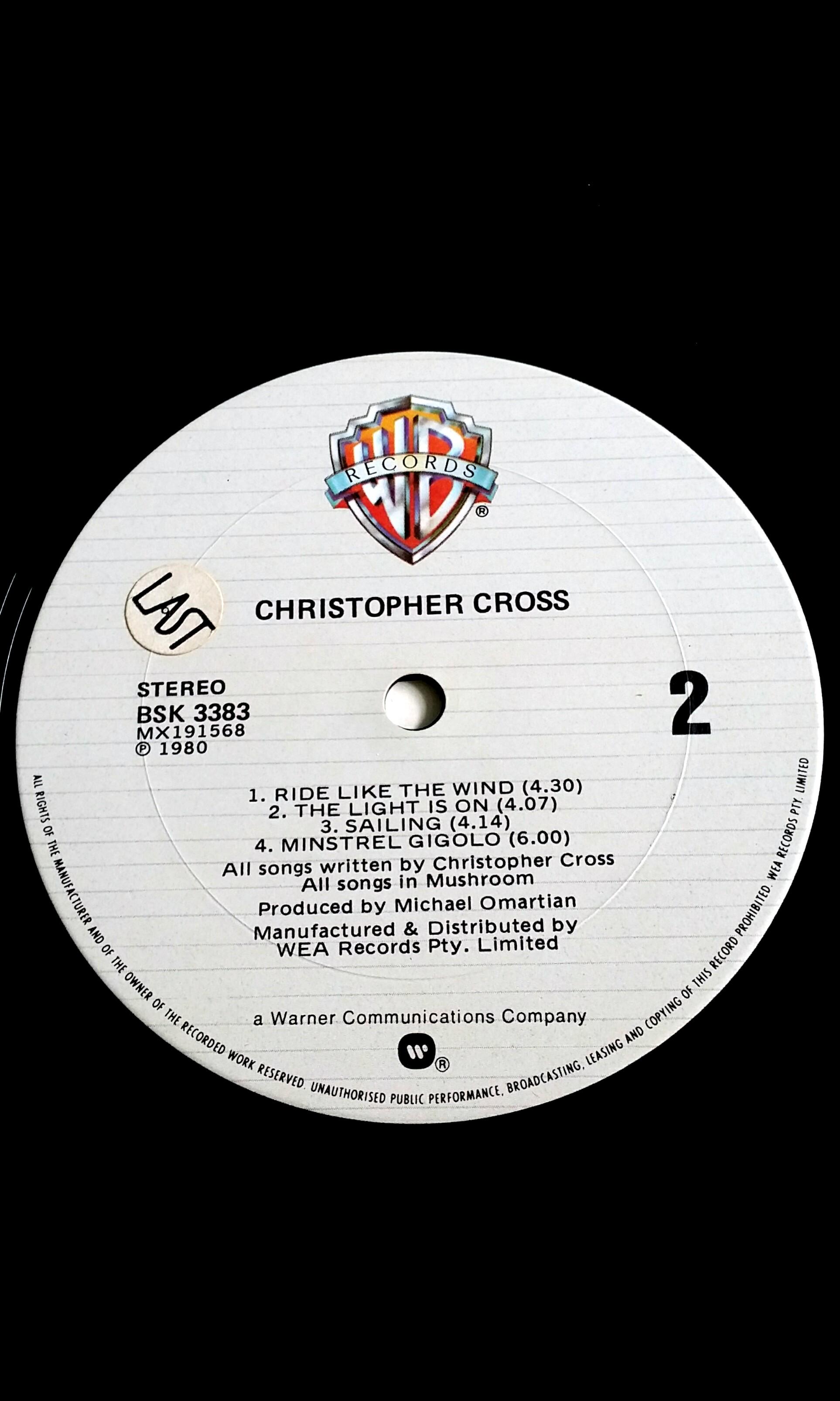 CHRISTOPHER CROSS. sailing (Best album of the year 1980) vinyl record