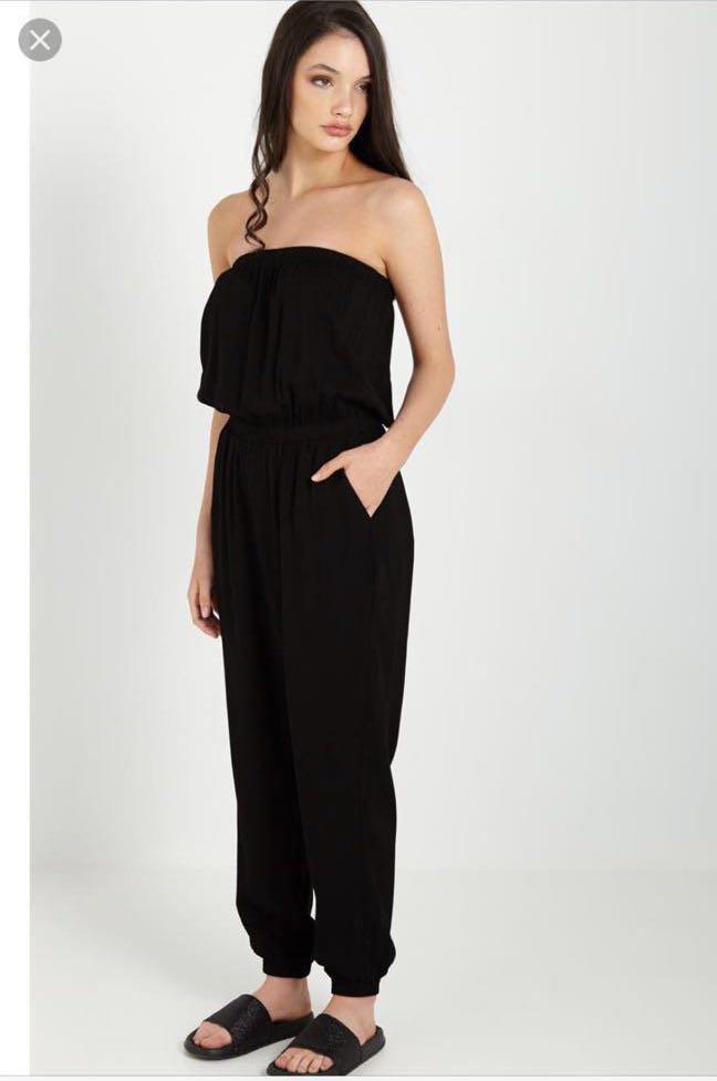 Cotton strapless romper