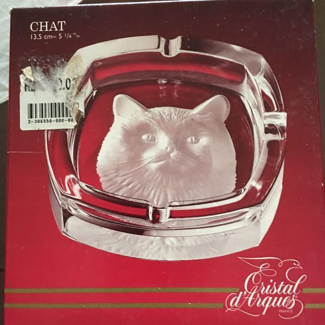 Cristal D Arques Cat Embossed Ashtray Reduced Price Home Furniture Home Decor On Carousell