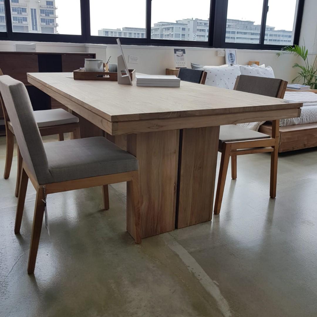 Ethnicraft Teak Double Dining Table 200 x 100 x 76 cm, Furniture