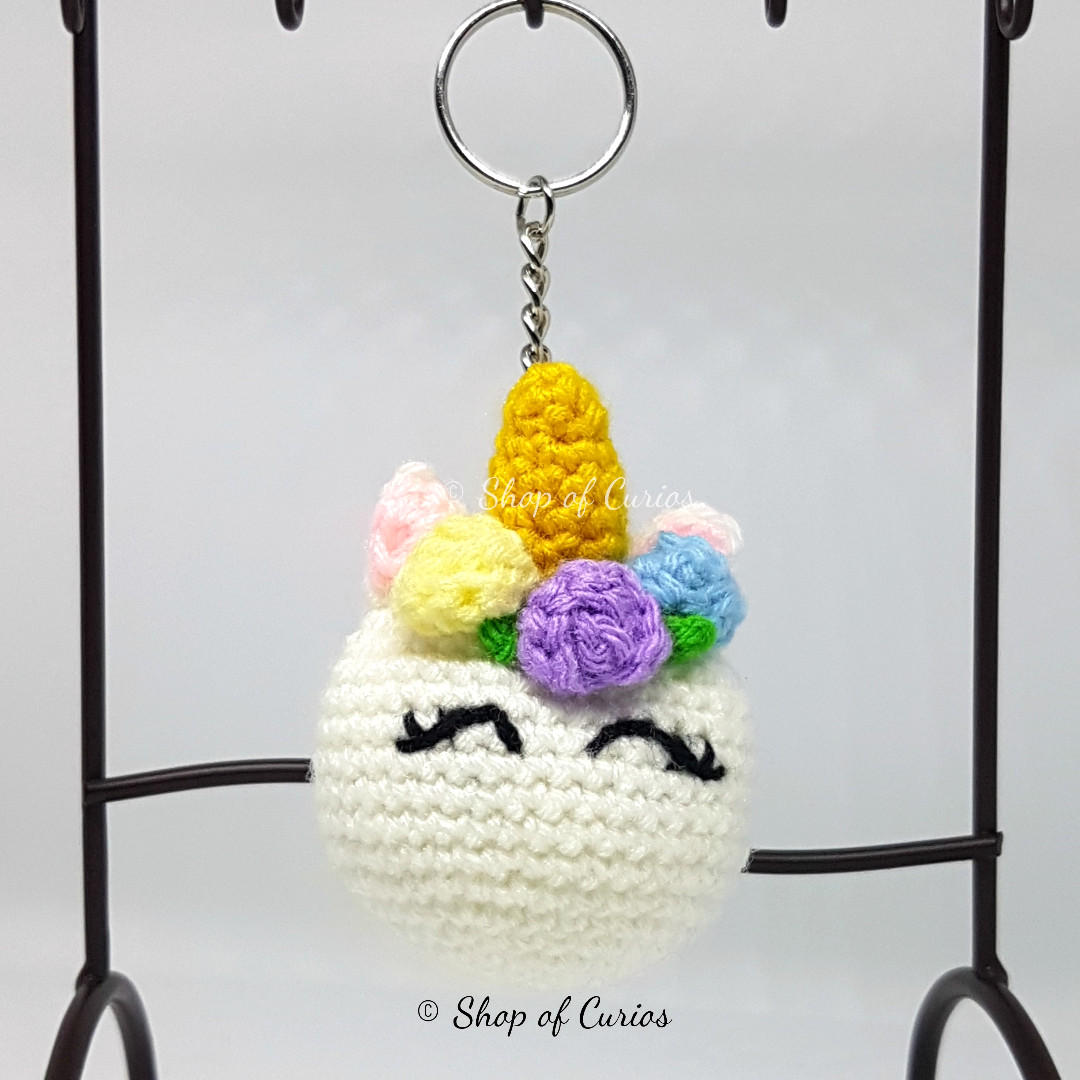 Handmade Crochet Sweet Unicorn Keychain Design Craft Handmade