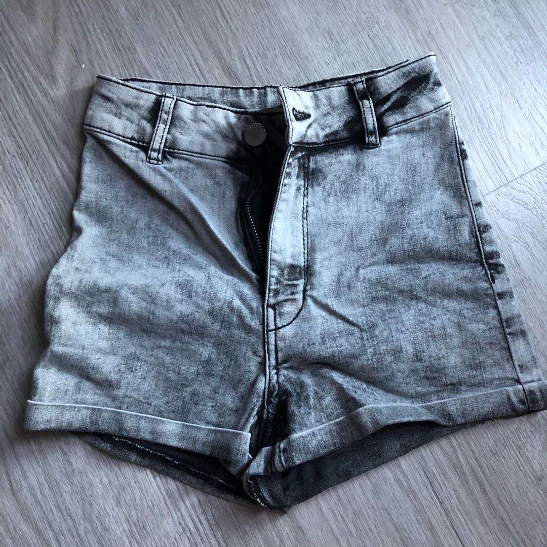 grey acid wash shorts