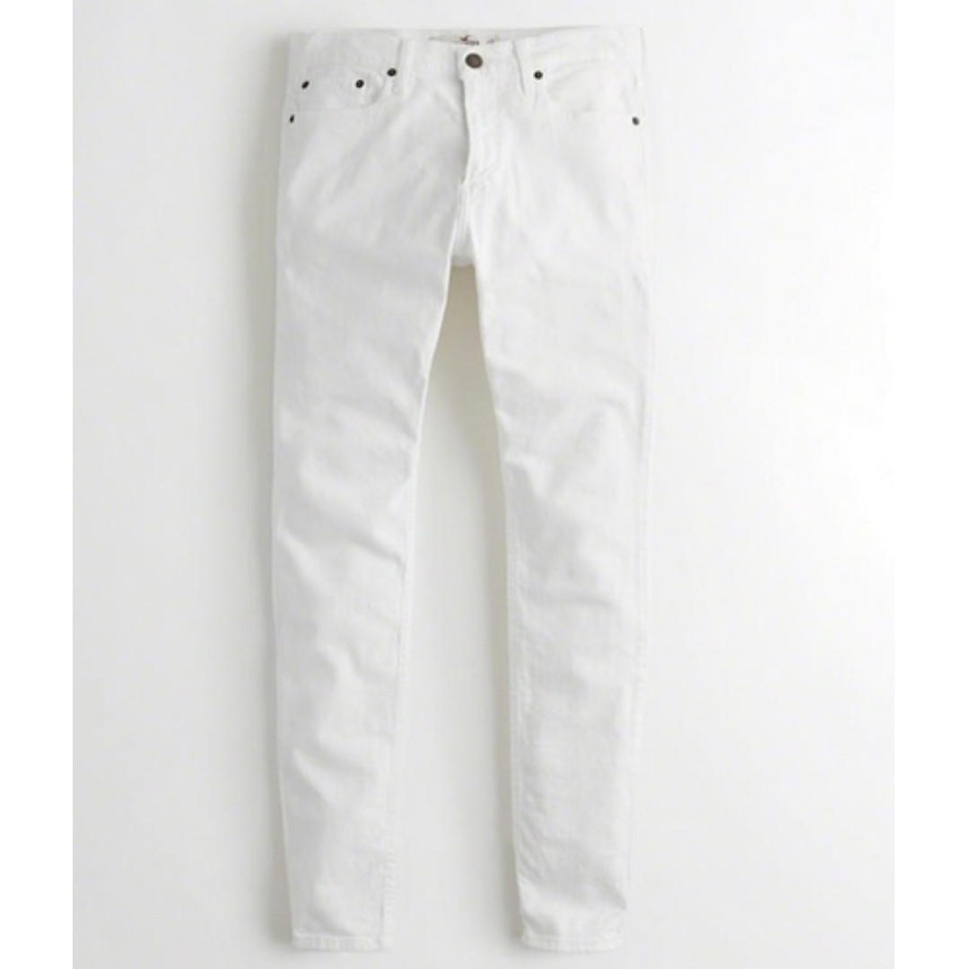 Hollister mens white jeans cheap
