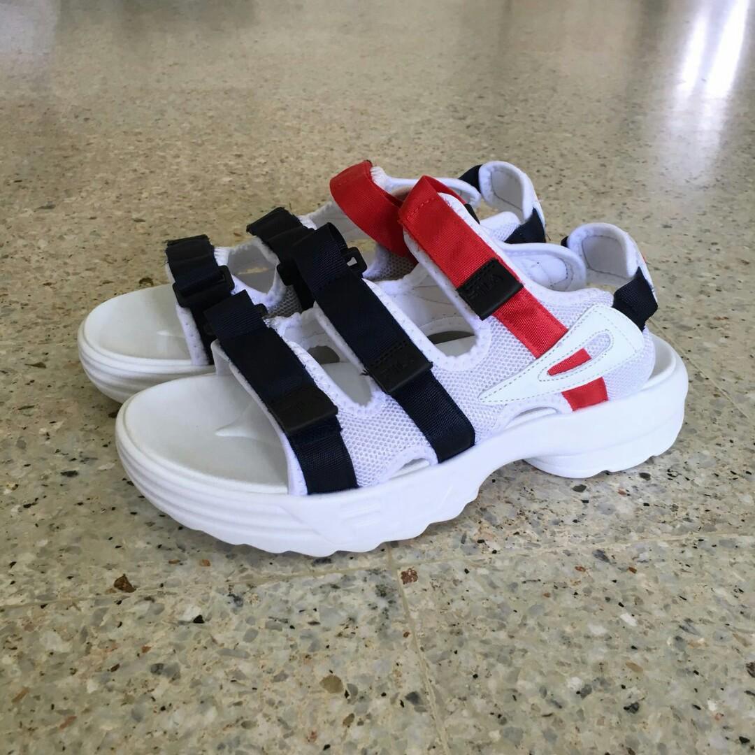 FILA Disruptor Womens Size 8 Platform Sandals Strappy Sporty Red White Blue  | eBay