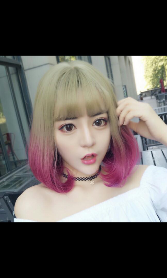 Preorder Only Korean Bobo Ombre Dip Dyed Ladies Wig Waiting Time