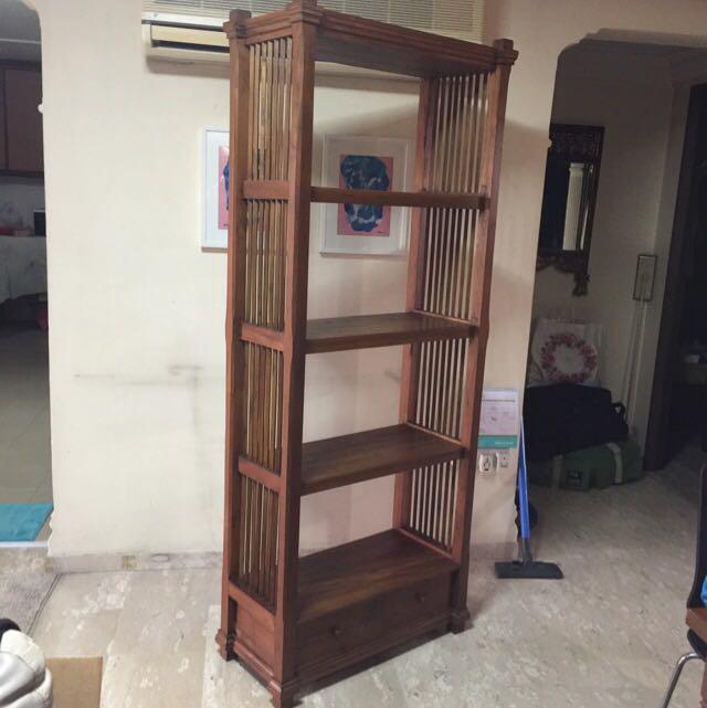 Solid Indonesian Teakwood Bookshelf Furniture Shelves Drawers