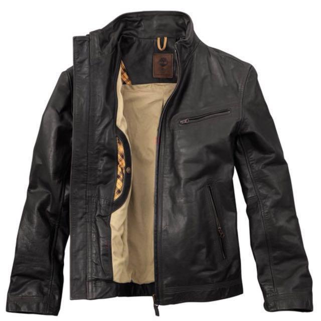 Timberland stratham bomber jacket genuine lamb skin leather, Men's Fashion, Tops & Sets, Formal Shirts Carousell