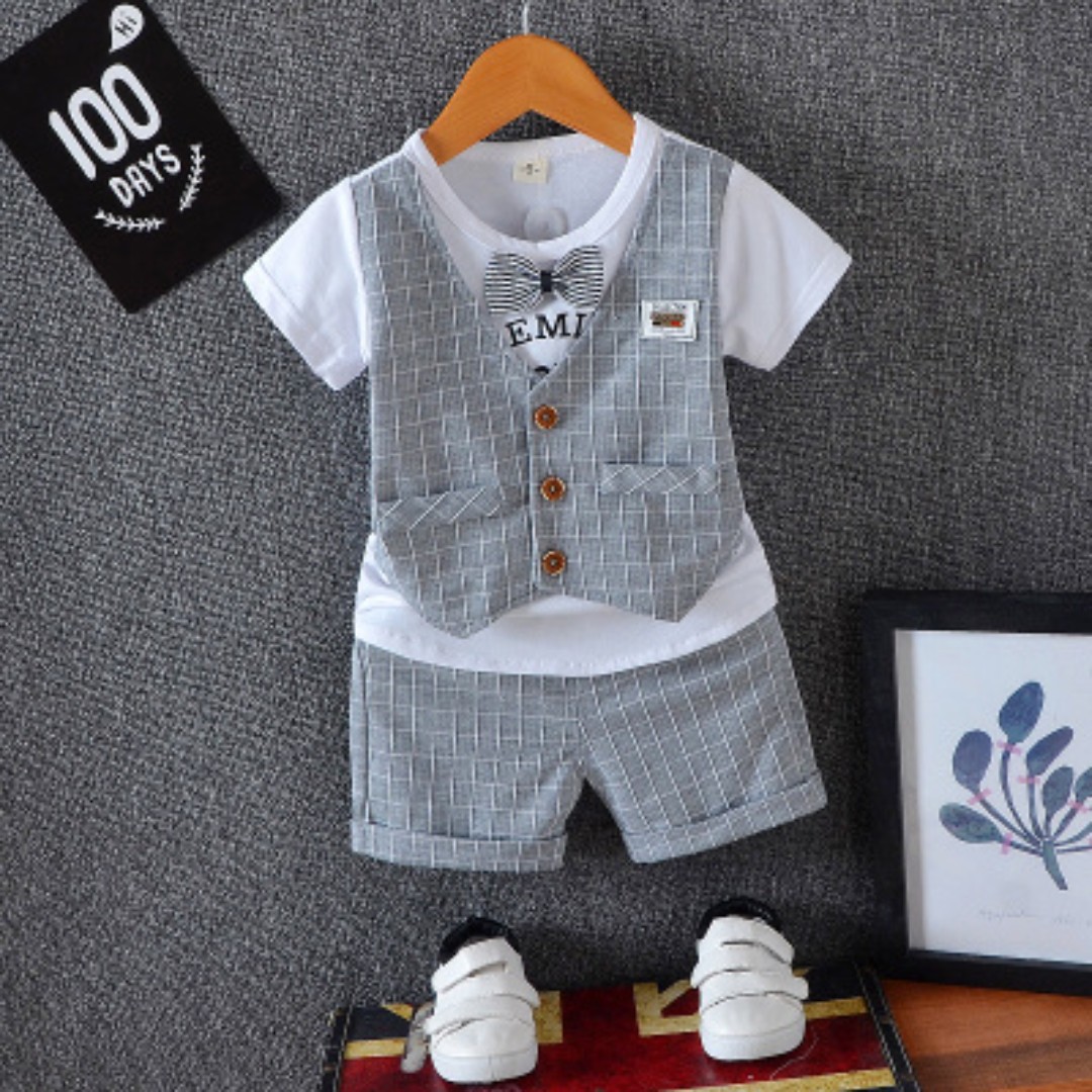 Boys Smart Casual Wedding Birthday Formal Suit All In One 2 Pc Set