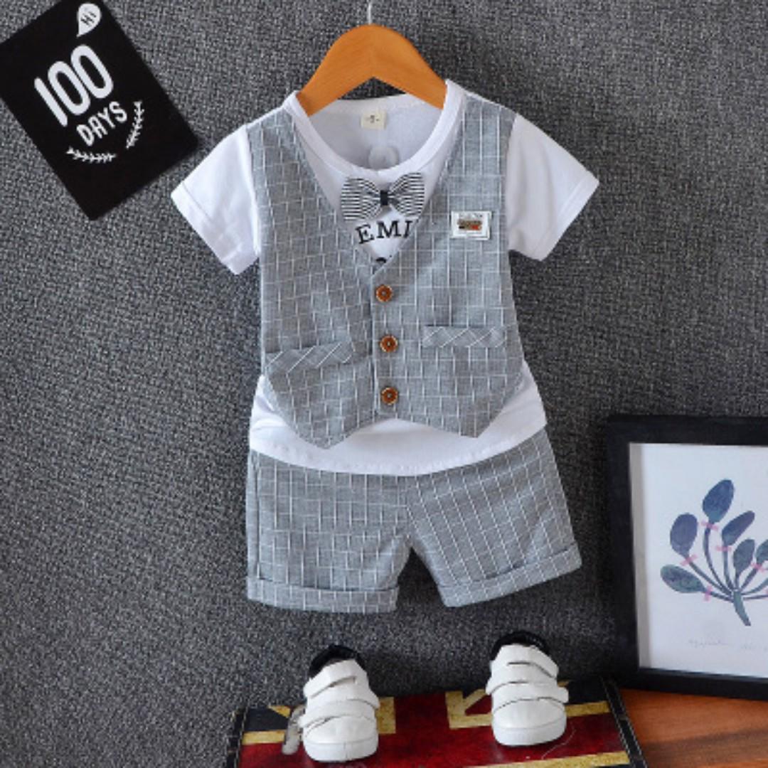 Boys Smart Casual Wedding Birthday Formal Suit All In One 2 Pc Set