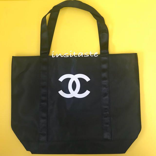 Chanel Black Canvas Tote Bag Tas Chanel Nett Price Free