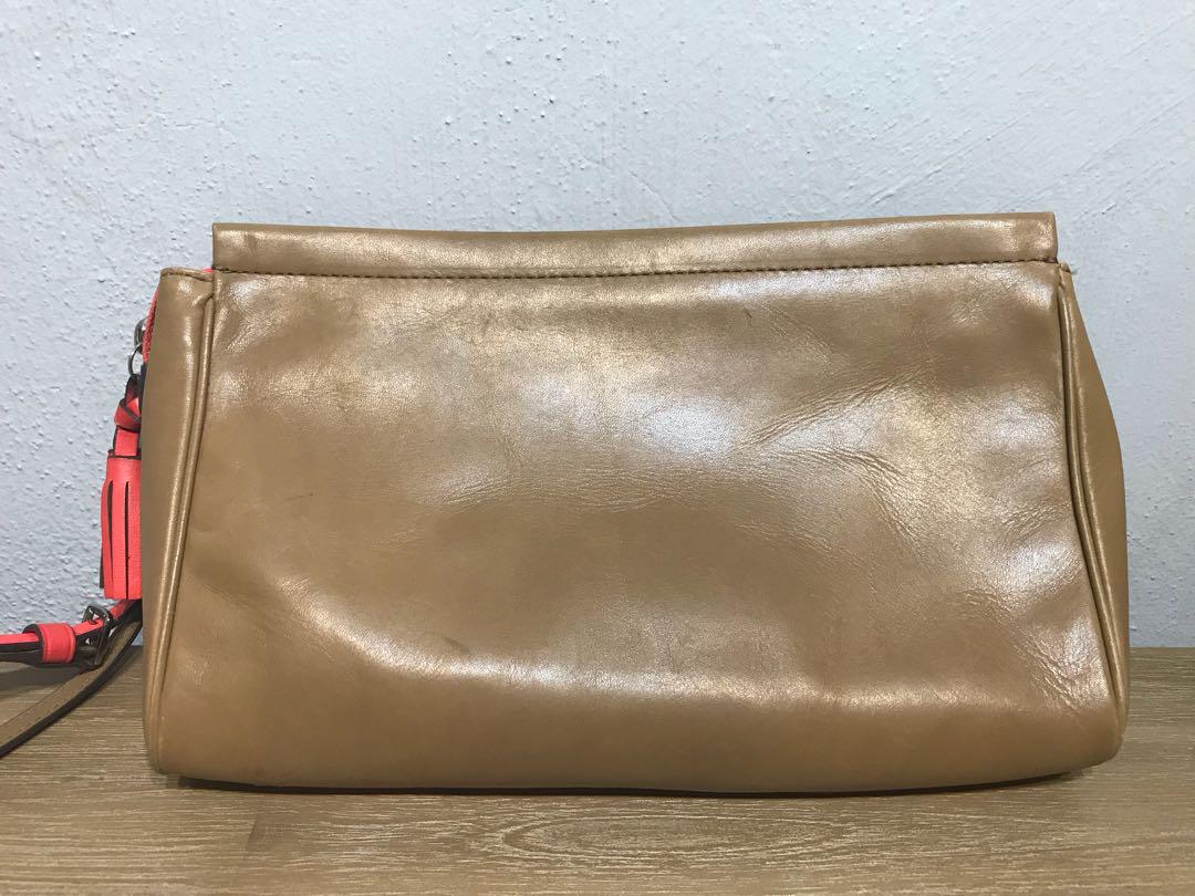 Coach Leather Clutch With Tassel Bag Charm Women S Fashion Bags