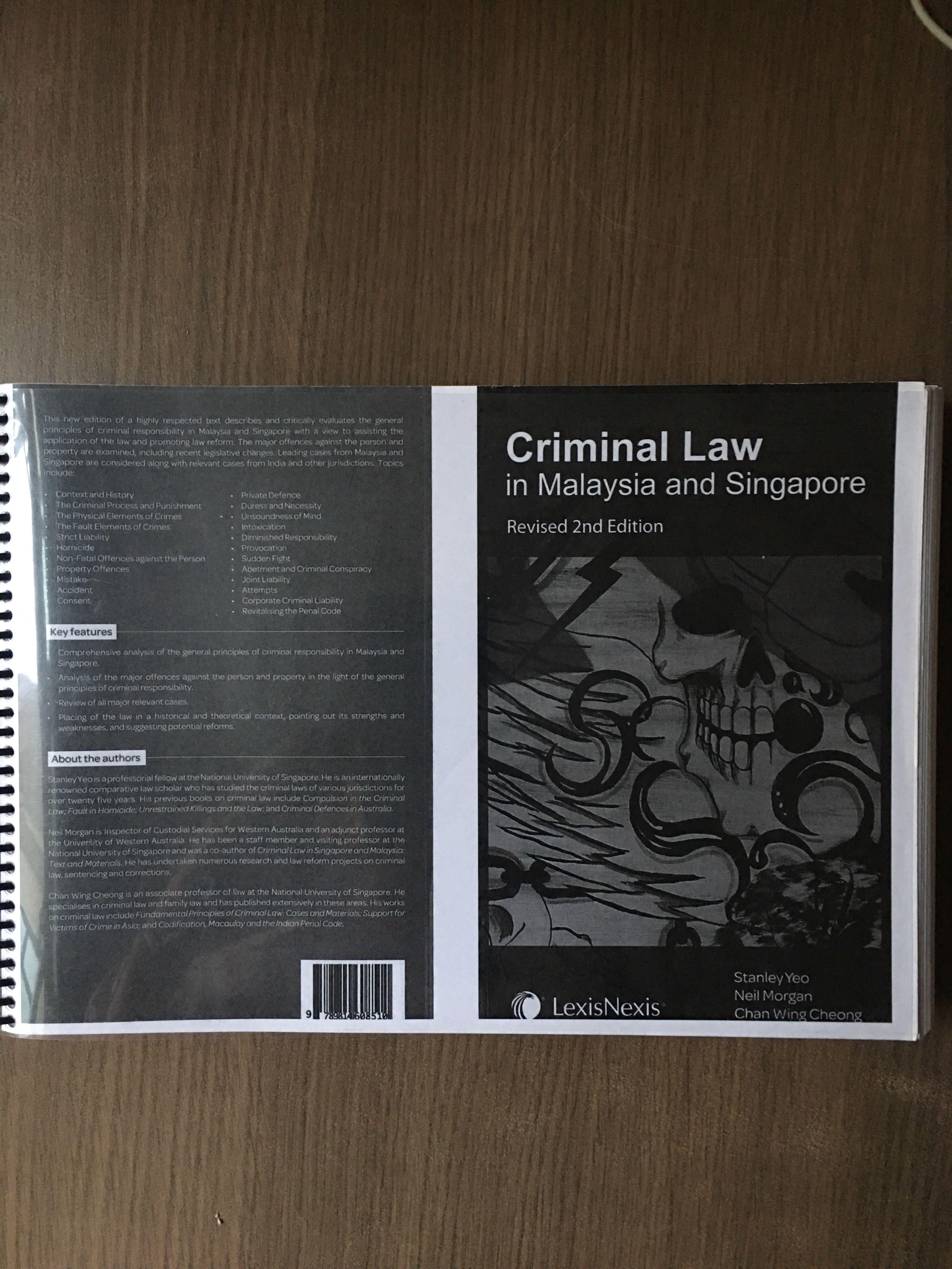 Criminal Law In Malaysia And Singapore Revised 2nd Edition Books Stationery Textbooks Professional Studies On Carousell