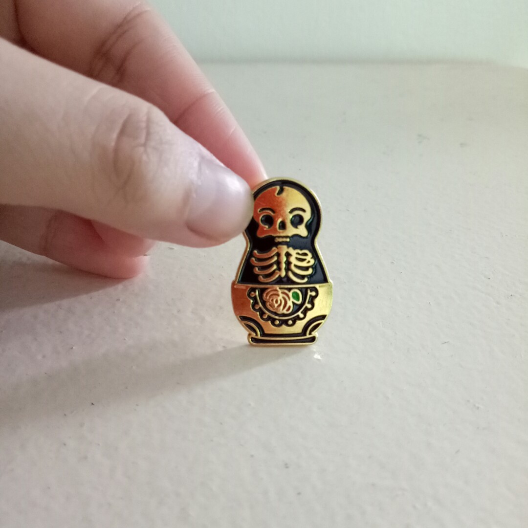 Emilia Russian Doll enamel pin (Category: Brooches) located in Pasig City. Submitted by persephone.wild (Listing ID 180001278, Image 1). Description: Awesome gothic looking Russian Doll enamel pin for the gypsy collector in you. STOCKS: 2Pcs MOP: PALAWAN EXPRESS/ LBC, SECURITY BANK.