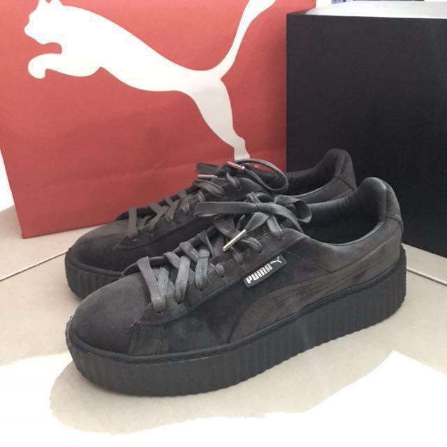 Fenty Puma by Rihanna Woman Creeper Velvet Grey BTS wearing PUMA FENTY
