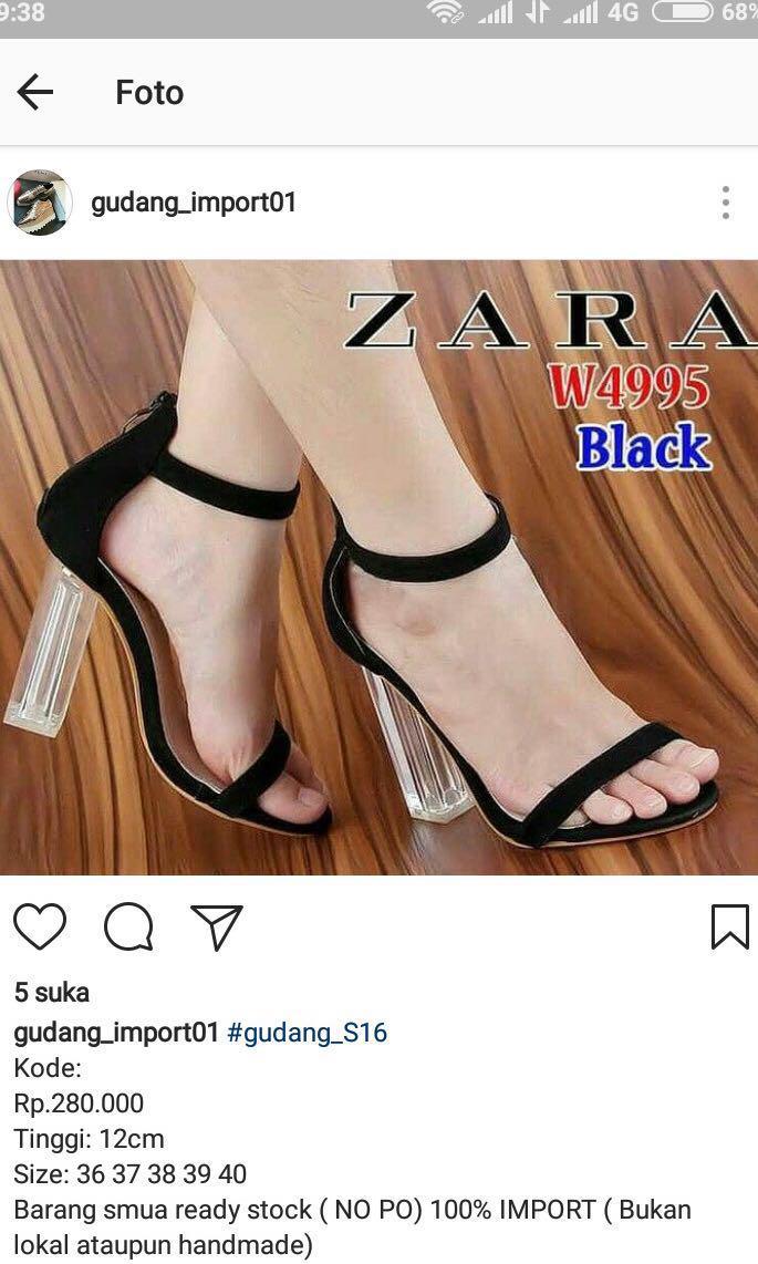 Heels Kaca Zara Impor Fesyen Wanita Sepatu Di Carousell