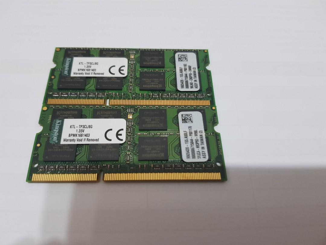 Kingston Ddr3l 8gb 1600mhz Pc3 12800 Ram Memory Used Electronics Computer Parts Accessories On Carousell