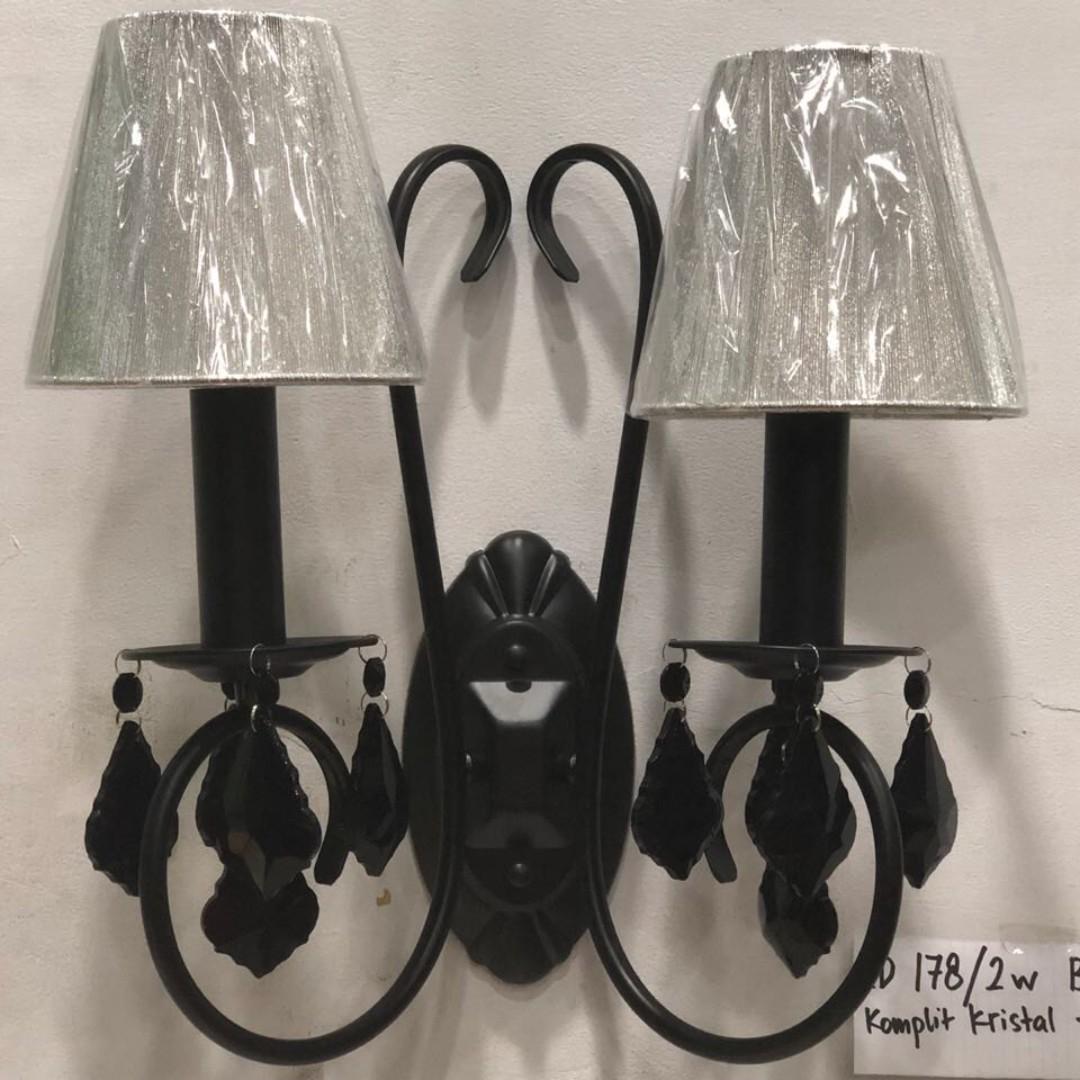 lampu dinding minimalis modern classic dengan kap 2 cabang 178