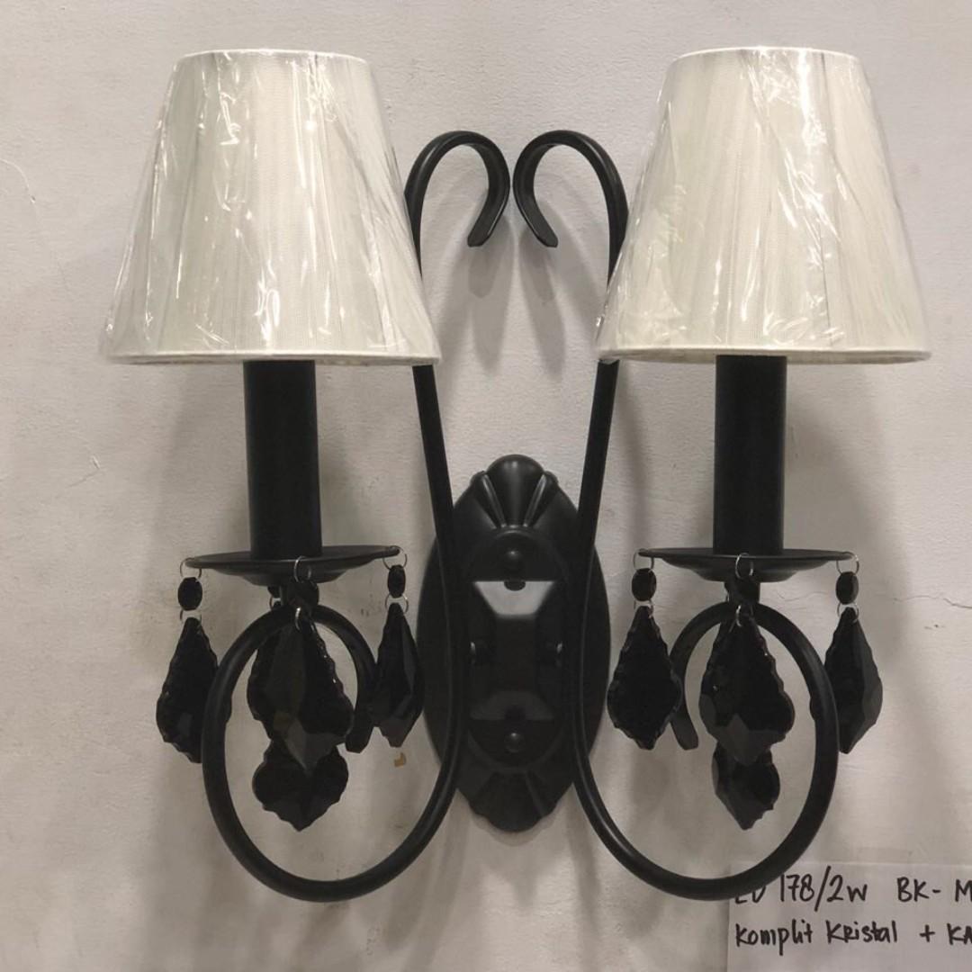 lampu dinding minimalis modern classic dengan kap 2 cabang 178