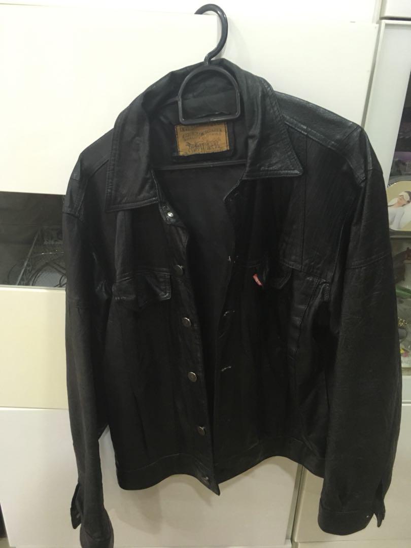 levis leather jacket with hood