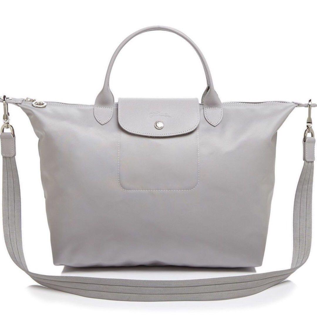 light grey longchamp bag