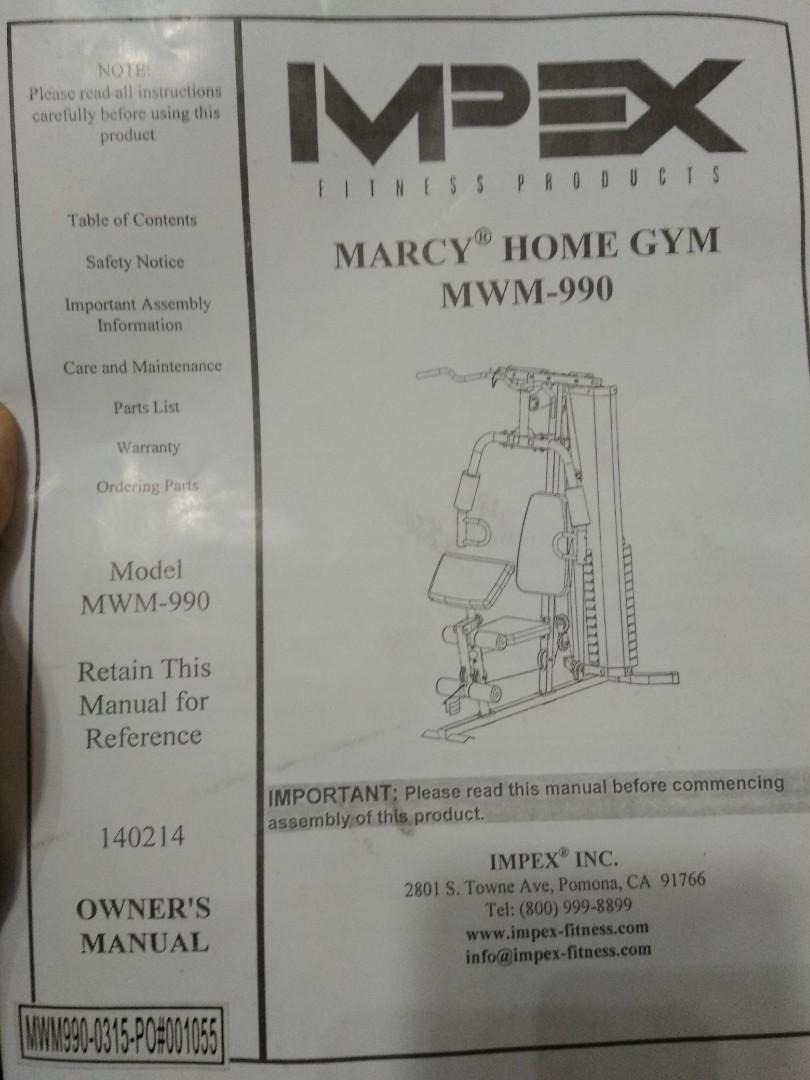 Marcy mwm 990 discount manual