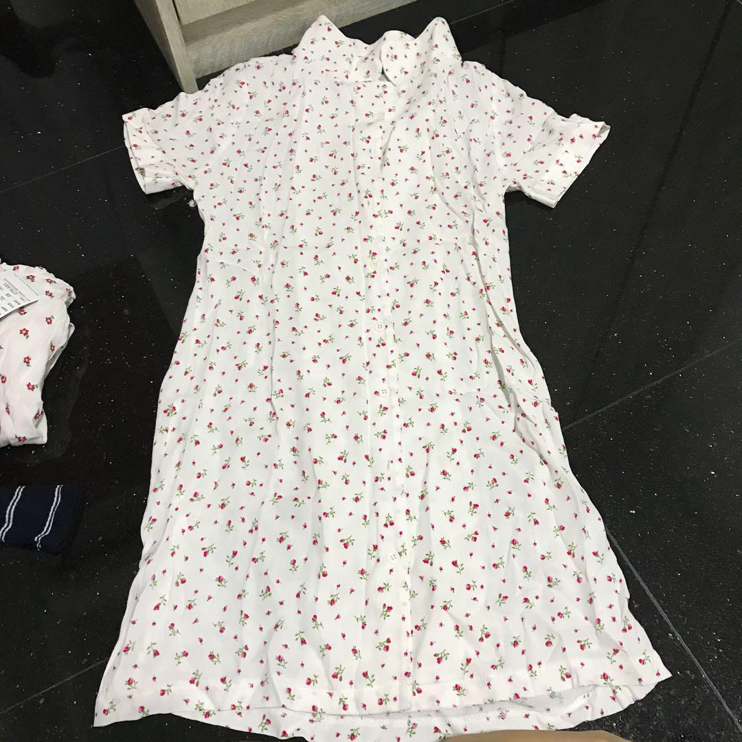 red floral button down dress