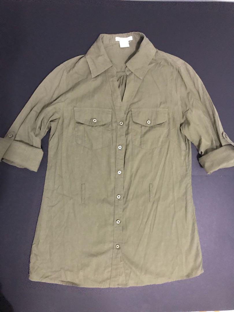 S-Army green Polo, Women's Fashion, Tops, Others Tops on Carousell