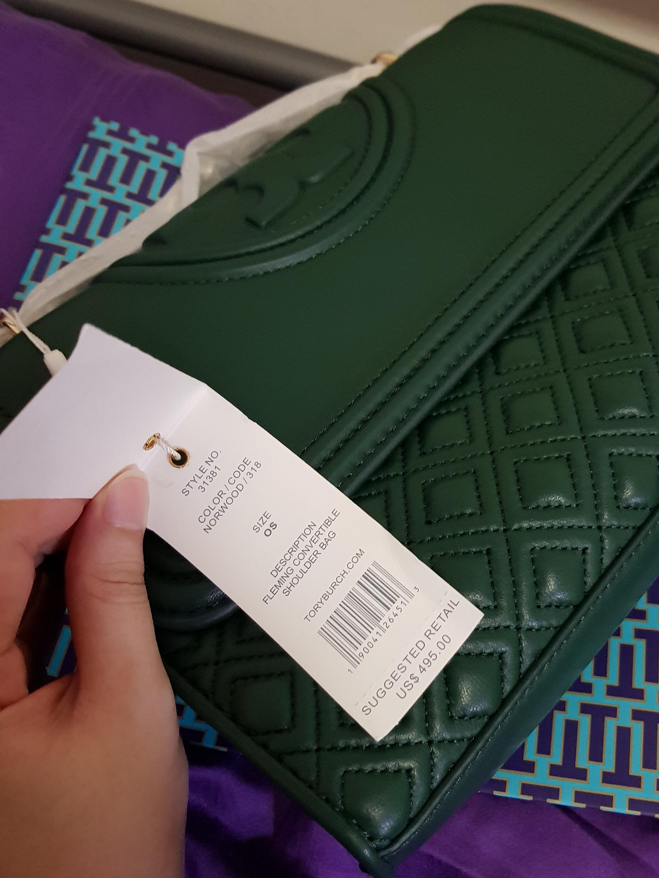 SPECIAL OFFER! Large Tory Burch Fleming Crossbody- Green (100% Authentic),  Luxury, Bags & Wallets on Carousell