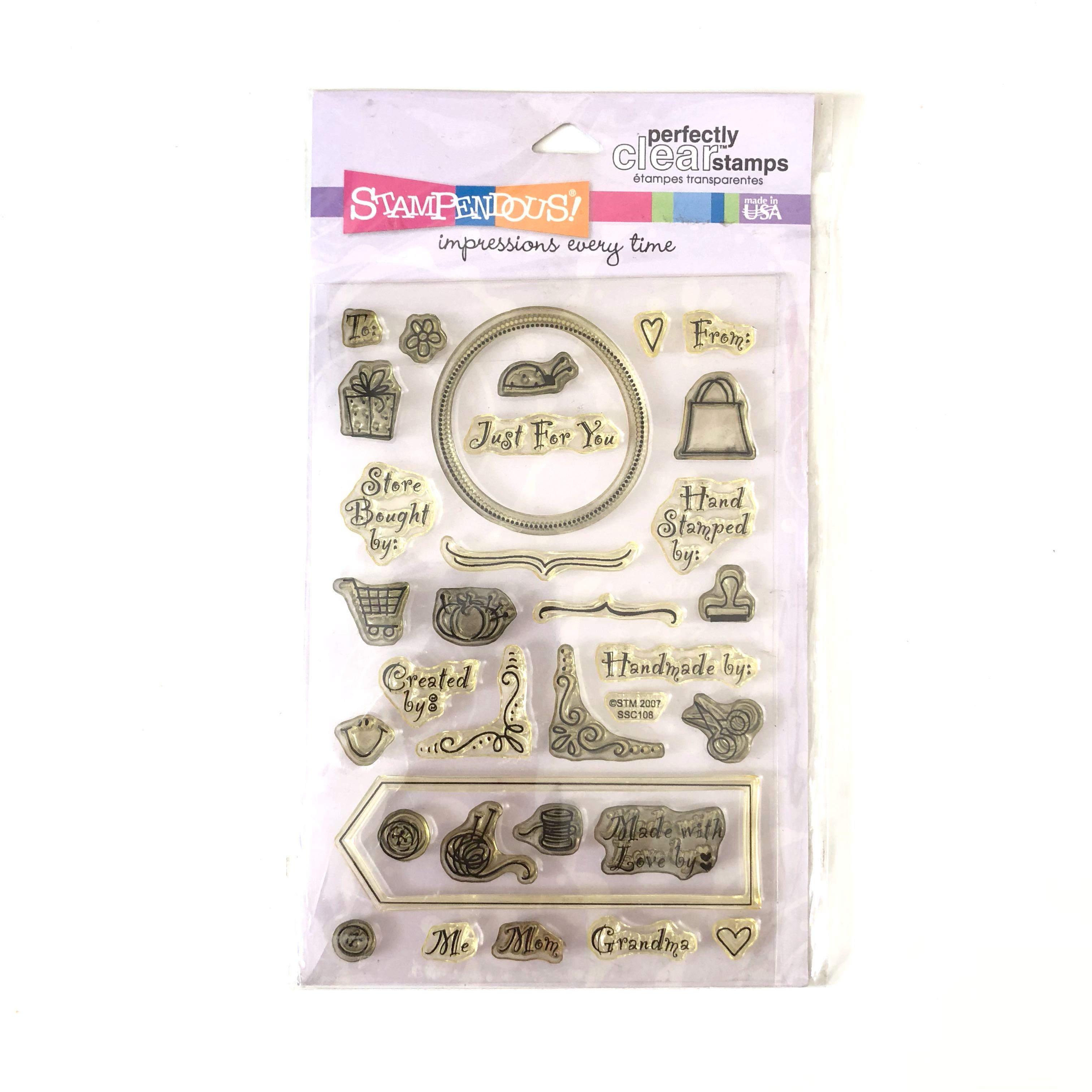Stampendous Handcrafted By Sewing Clear Cling Rubber Stamp Set