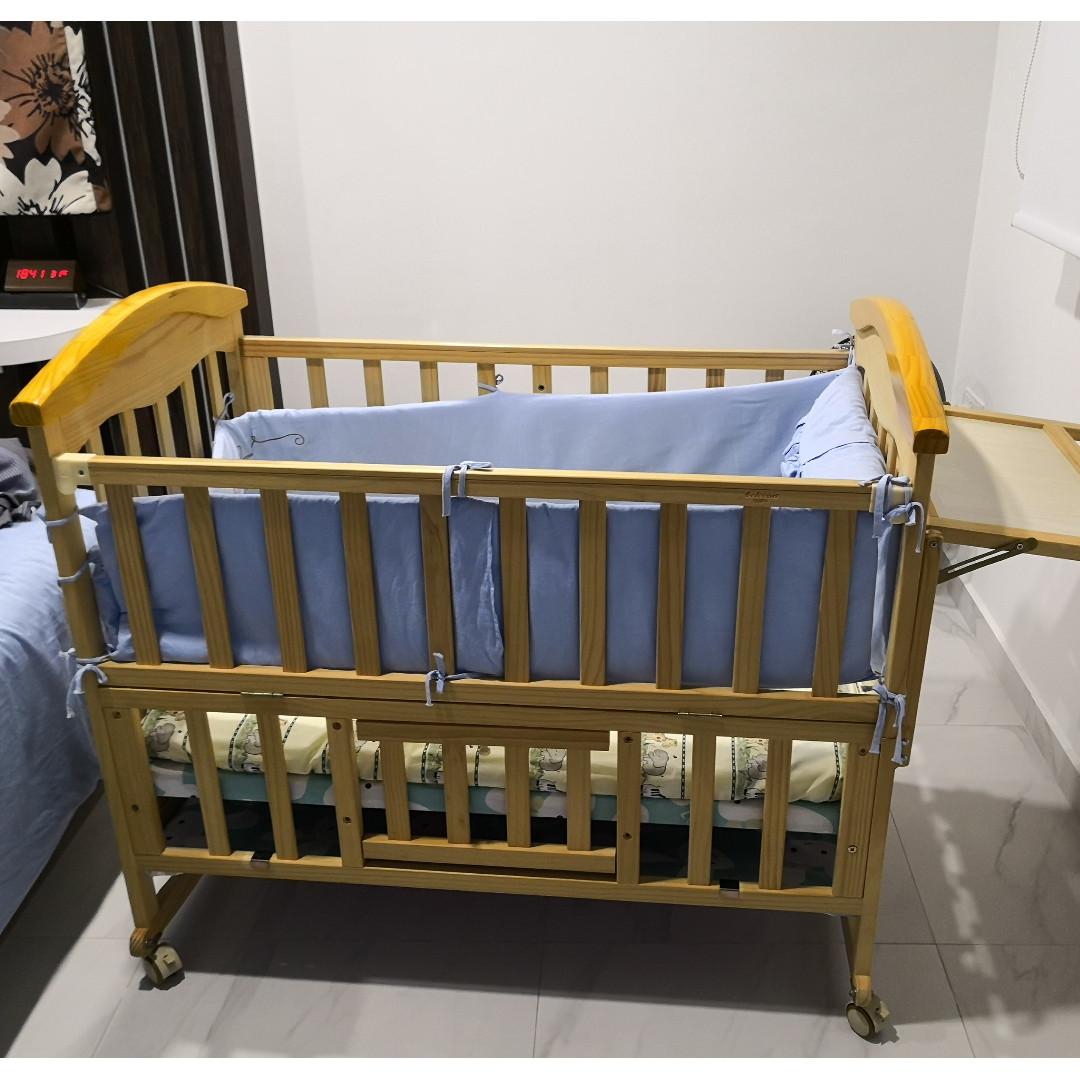 wooden baby rocker bed