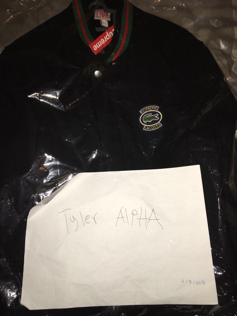 Supreme lacoste wool varsity jacket outlet black