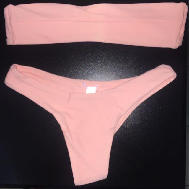 baby pink bandeau bikini