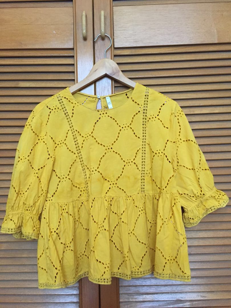 yellow broderie top