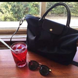 可議！專櫃正貨🎀Longchamp Le Pliage Neo系列 M號/中號 短把/短柄 加厚版/加厚款 質感黑色