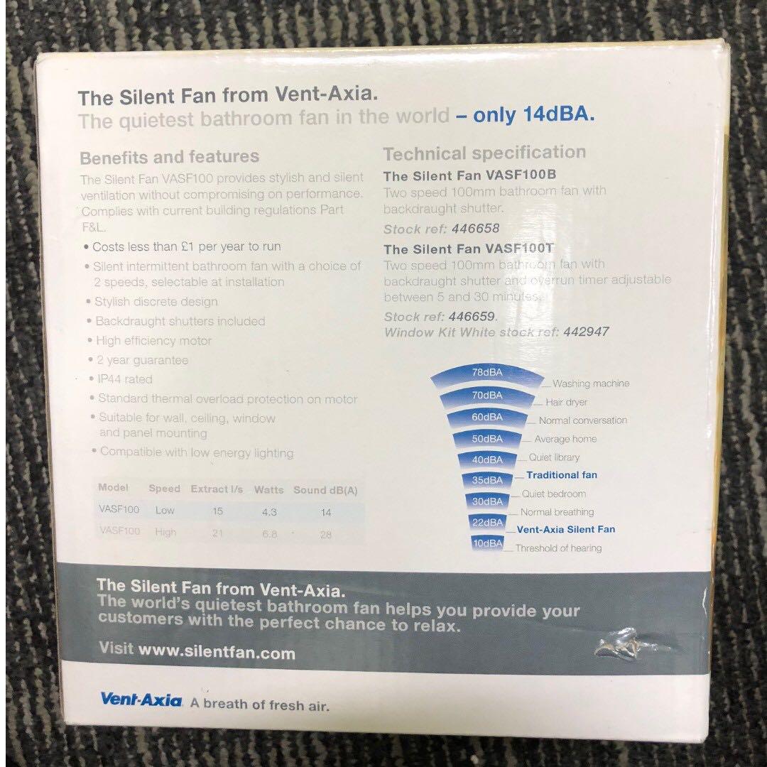 6 VentAxia Silent Fan VASF100T, Furniture & Home Living, Lighting