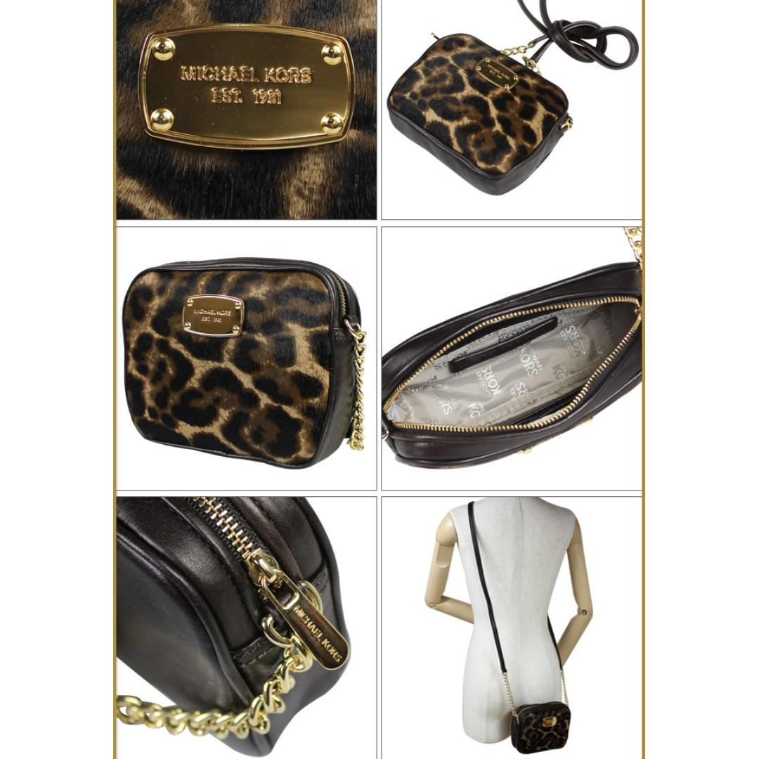 MICHAEL Michael KORS HAMILTON LEOPARD PRINT HAIRCALF SMALL SLING LEATHER BAG Women s Fashion Bags Wallets Cross body Bags on Carousell