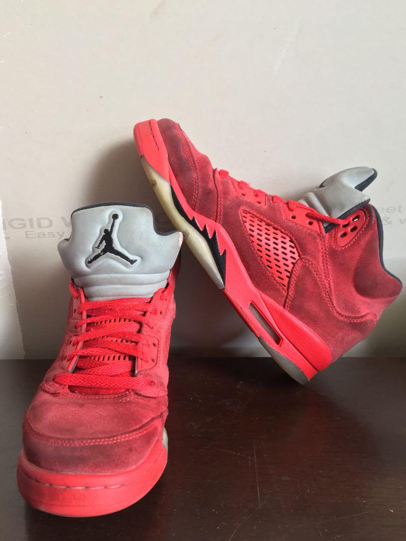 All red air Jordan retro 5s authentic Women s Fashion Shoes on Carousell