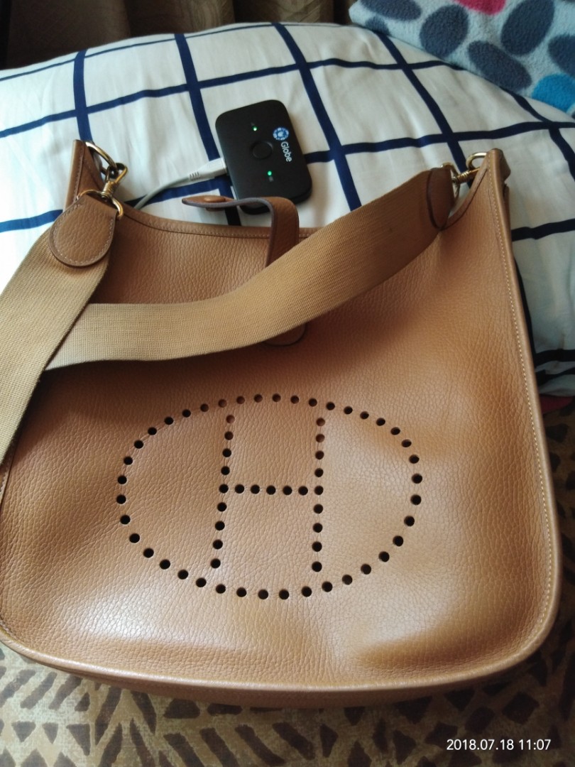 authentic brown hermes sling bag 