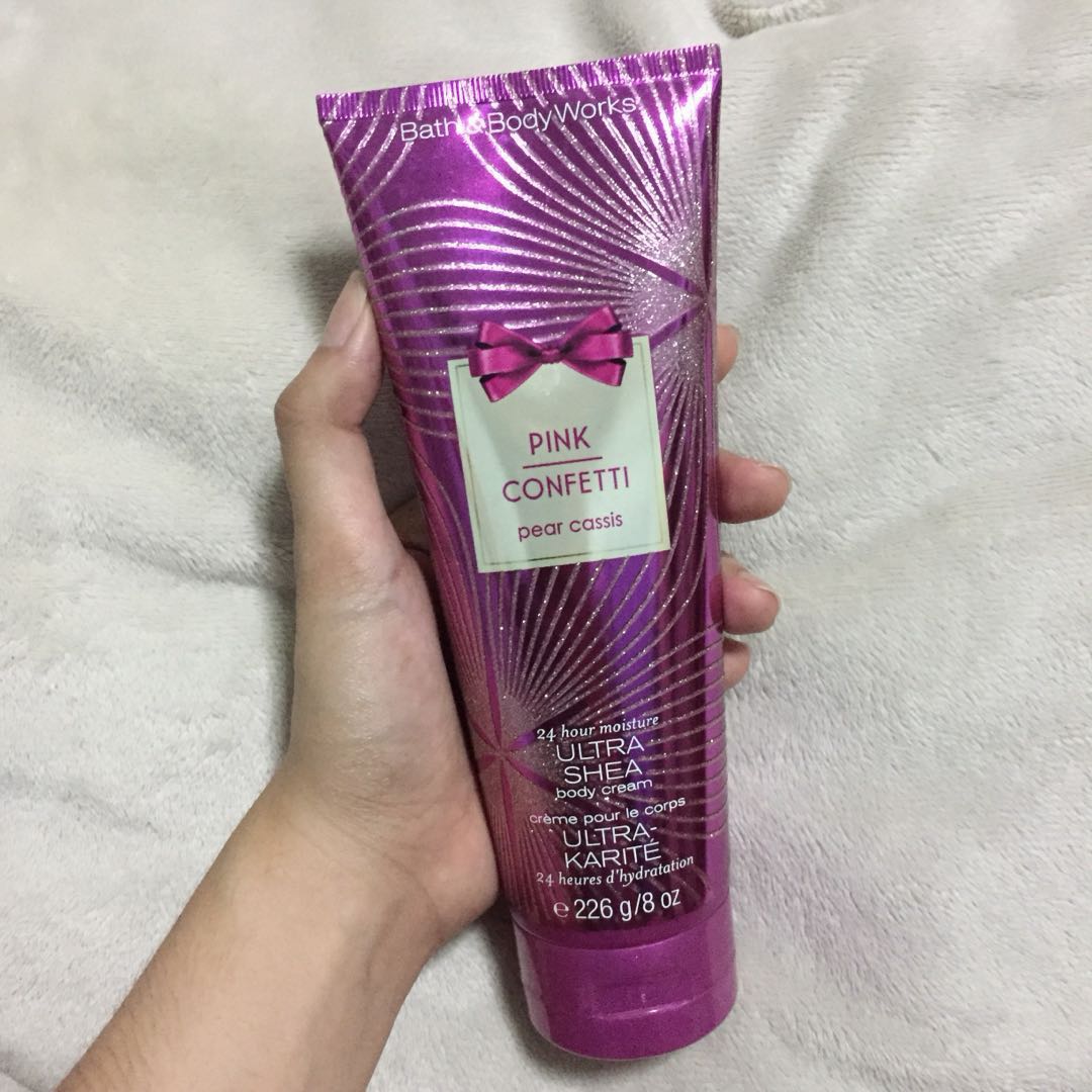 Bath and Body Works Pink Confetti body lotion, Beauty & Personal Care
