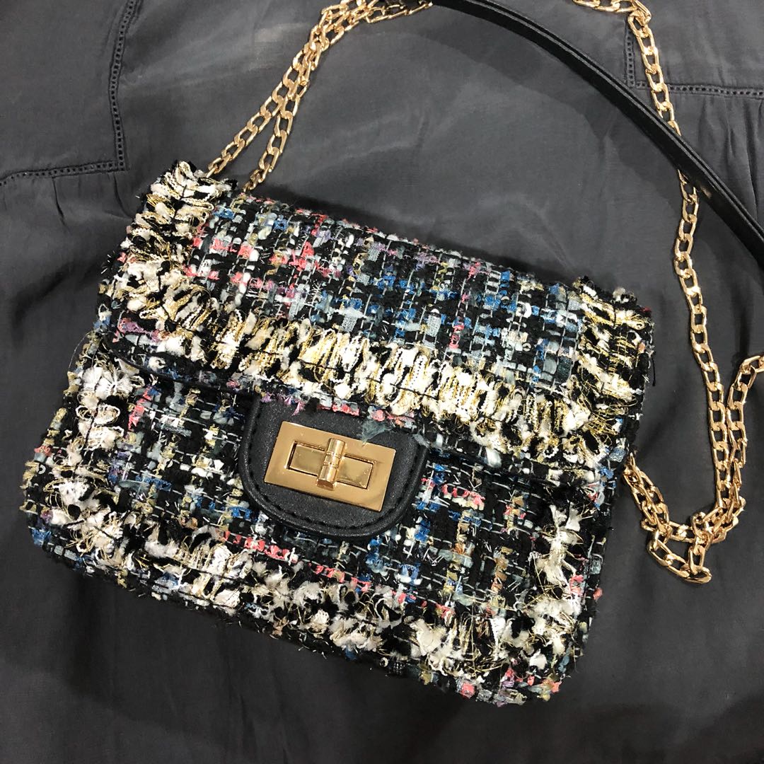 Chanel vintage tweed bag outlet