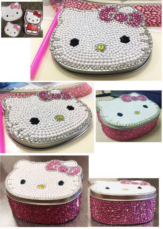 Diy Hello Kitty Face Diamond Art Box Small Babies Kids Toys Walkers On Carousell