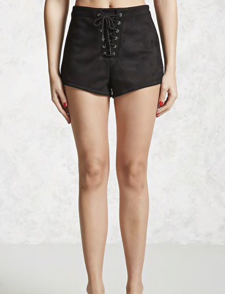 Forever 21 Faux Suede Lace Up Short