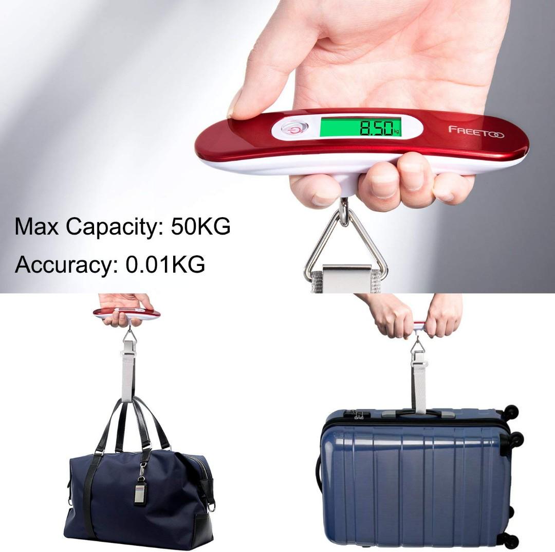 Portable Luggage Scale Digital Travel Scale Suitcase Scales Weights with Tare Function 110 lb/ 50KG Capacity Red Black