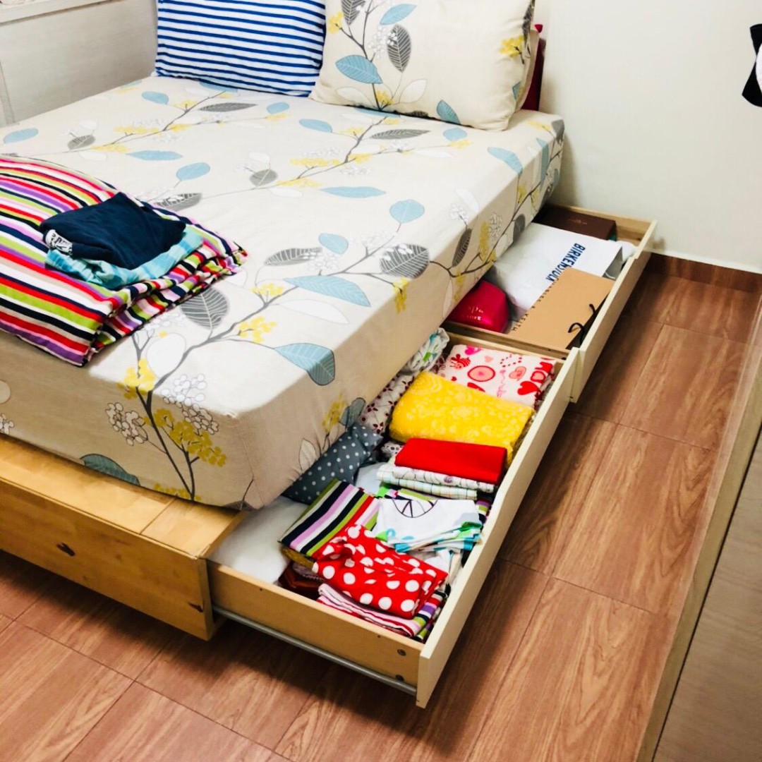 ikea mandal bedframe with drawers at the both sides furniture beds mattresses on carousell