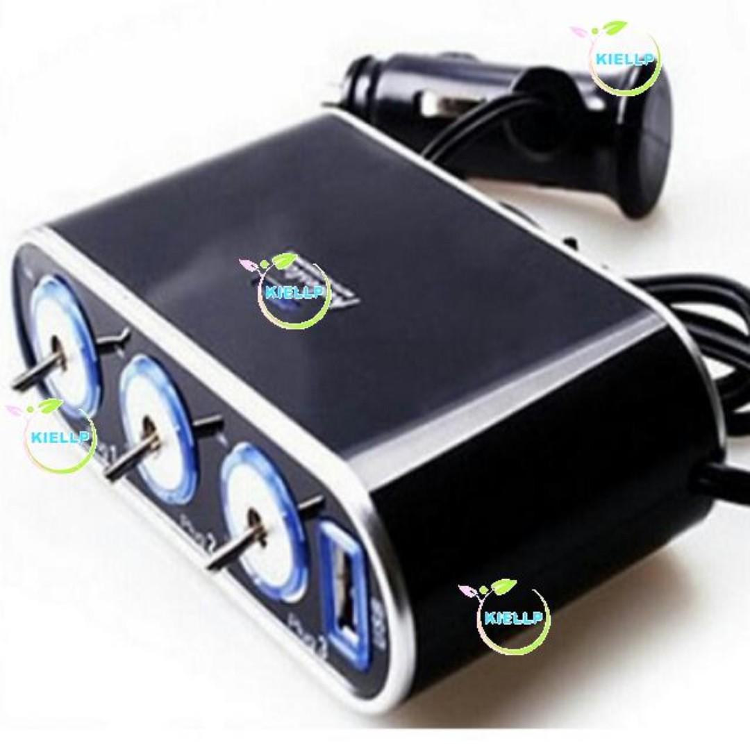 [KIBOT]3 Way Triple Car Cigarette Lighter Socket Splitter 12V/24V + True Rated USB Charging ...