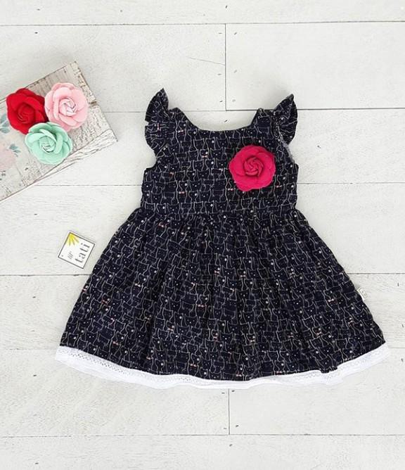 Navy Blue Cat Dress, Babies & Kids, Babies & Kids Fashion on Carousell