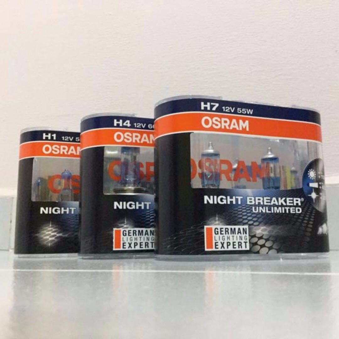 Osram Night Breaker Unlimited H4 H7 H1 Bulb Twin Pack Car Accessories On Carousell